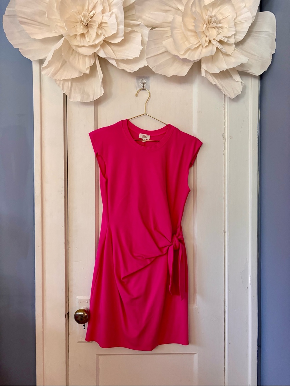 Bright Pink Knot-Detail Women's Dress